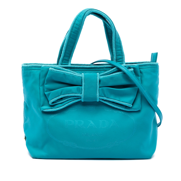 Prada Handbags - Pre-Loved Prada Tessuto Canapa Logo Bow Satchel